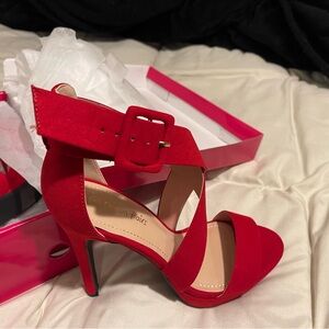 Red stilettio summer heels never worn sz8